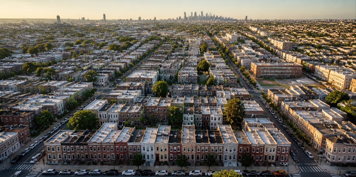 Brewerytown Philadelphia 3D aerial grid view